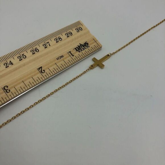 18K Gold Plated Stainless Steel "Cross' Necklace Women's Waterproof Spiritual - Picture 8 of 10